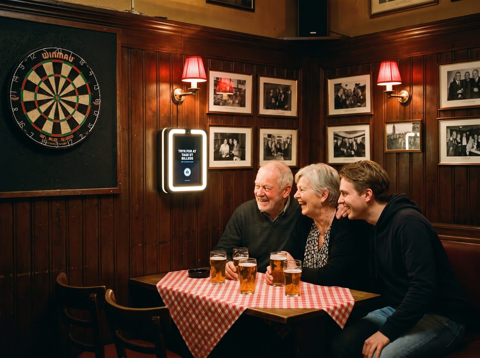 Selfi Boks fotoboks på væggen i en bodega